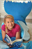 Happy Girl Wearing Her Mermaid Tail Slumber Bag 